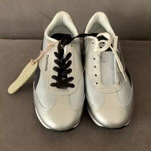 Reebok Silver and Black Retro Low-Top Sneakers